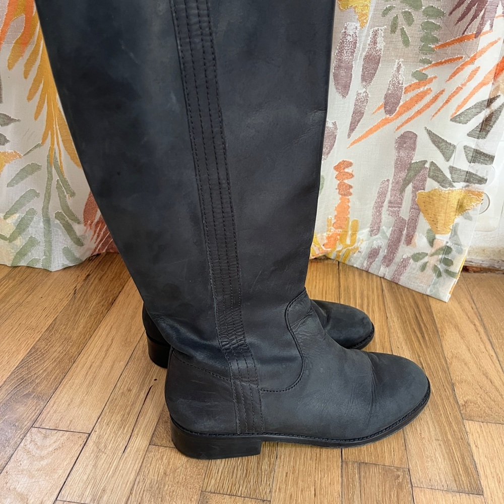 Boden Black Leather Knee-High Women's Boots
